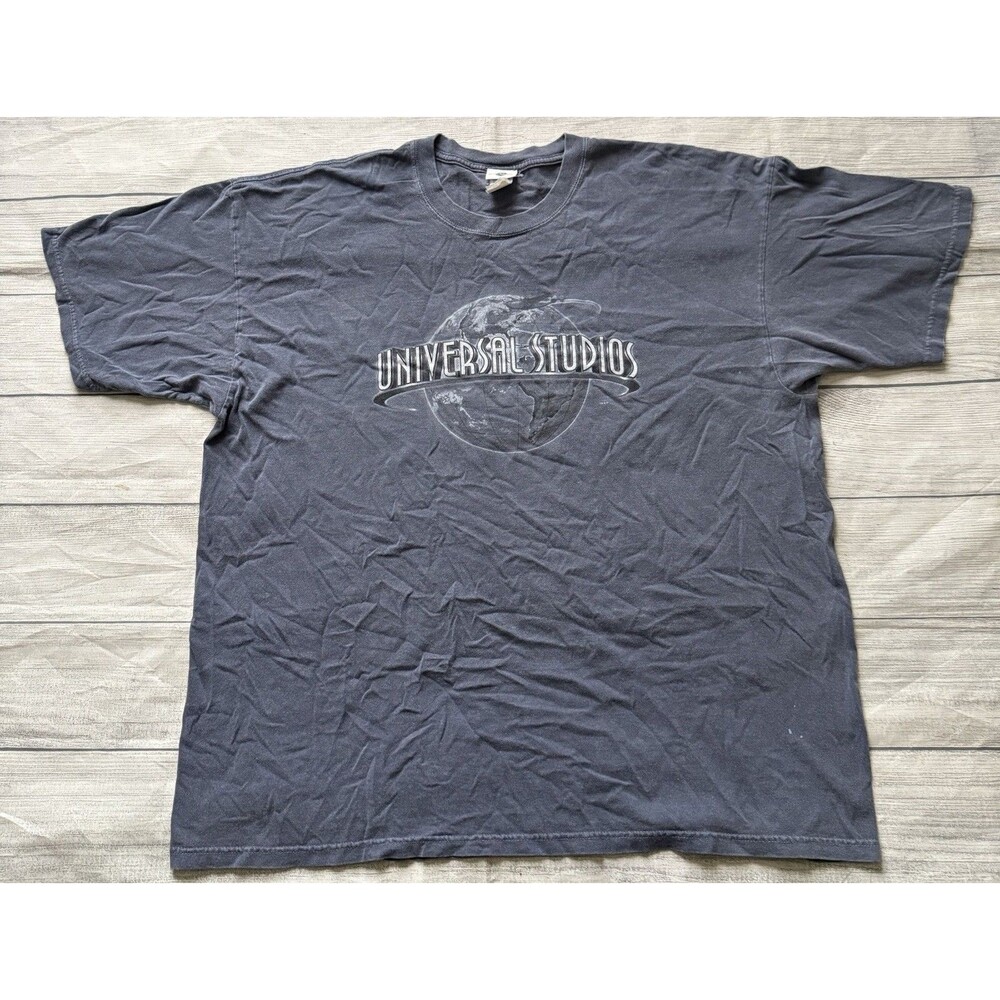 Vintage 90s Universal Studios Orlando World Globe T Shirt Size XL Gray Distress